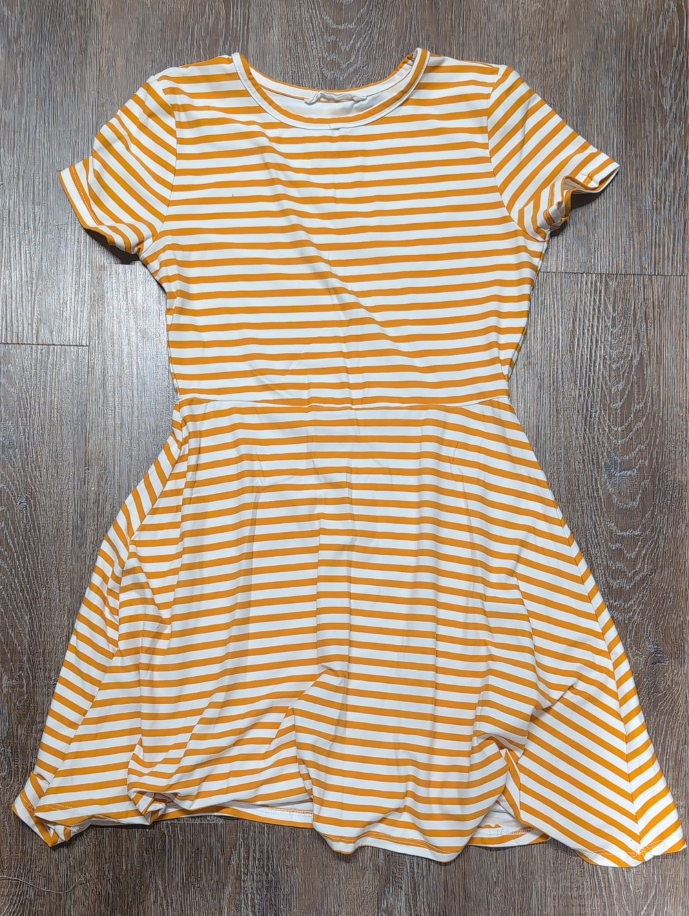 Womens Striped Short-Sleeve A-Line Dress - Yellow & White